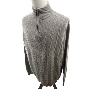 J. Crew Cable Knit Quarter Zip Sweater Grey Wool Cashmere Rabbit‎ Hair Mens XL